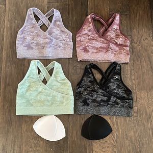 Gymshark Camo Seamless Bras - lot of 4 - Size Medium